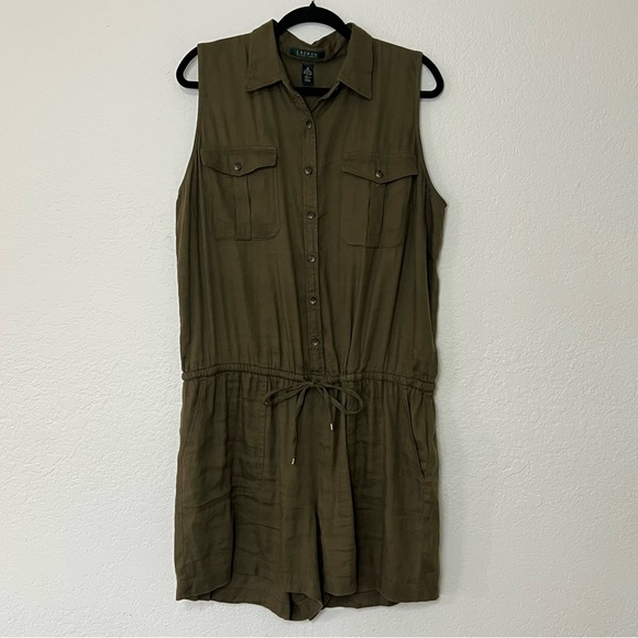 Lauren Ralph Lauren Pants - Ralph Lauren Shorts Romper Jumper Linen Blend Olive Army Green Women’s Size‎ 16